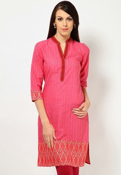 High Neck Line with lace Kurta Design