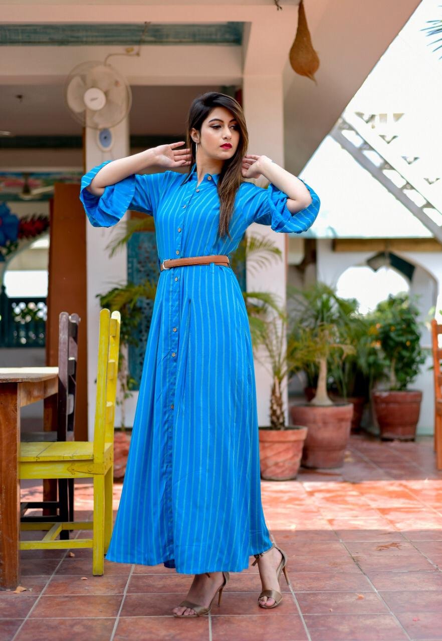 Multicolor Belt 12 - Rayon Print Frock style kurti and belt at Rs 595/piece  in Surat