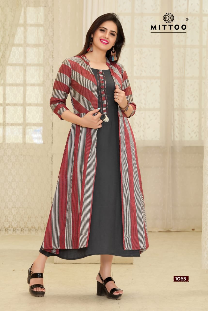 Blue Hills Festive Style 1 Rayon Fancy Kurti With Shrug Collection :  Textilecatalog