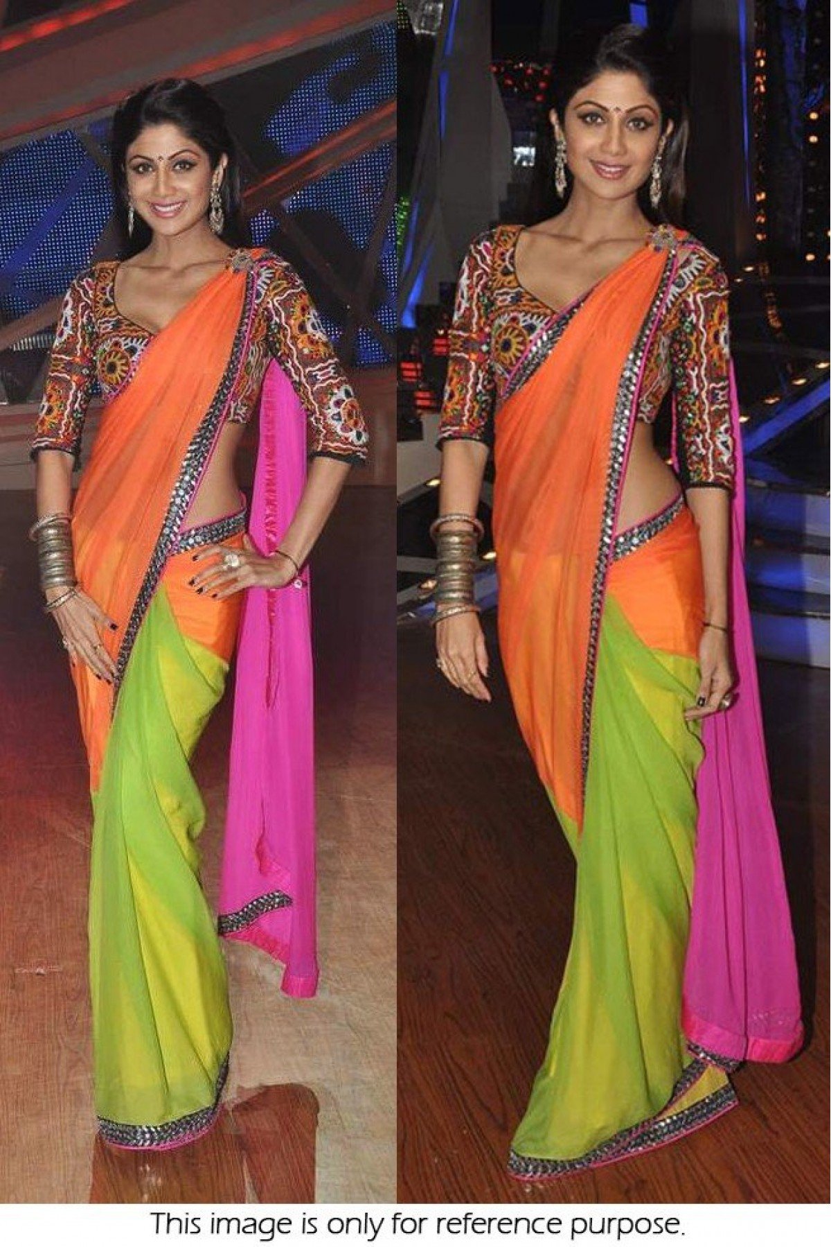 Shilpa-shetty-multicolor- saree