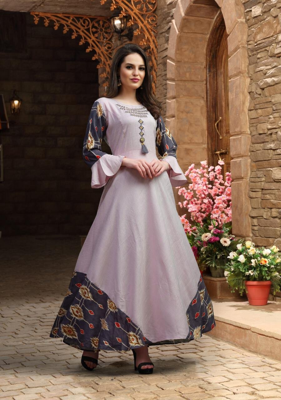 FANCY DESIGNER GOWN STYLE KURTI MANUFACTURER AT SURAT - Reewaz  International | Wholesaler & Exporter of indian ethnic wear catalogs.