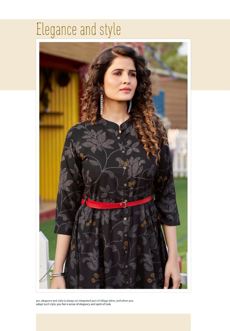 BELT VOL 8 BY MITTOO BUY ONLINE LATEST TRENDY FANCY STYLISH SUPER COOL  FASHIONABLE BEAUTIFUL READY TO WEAR RAYON PRINTED SUMMER SPECIAL LONG KURTI  WITH BELT BEST OF 2022 DRESSES EXPORTER IN