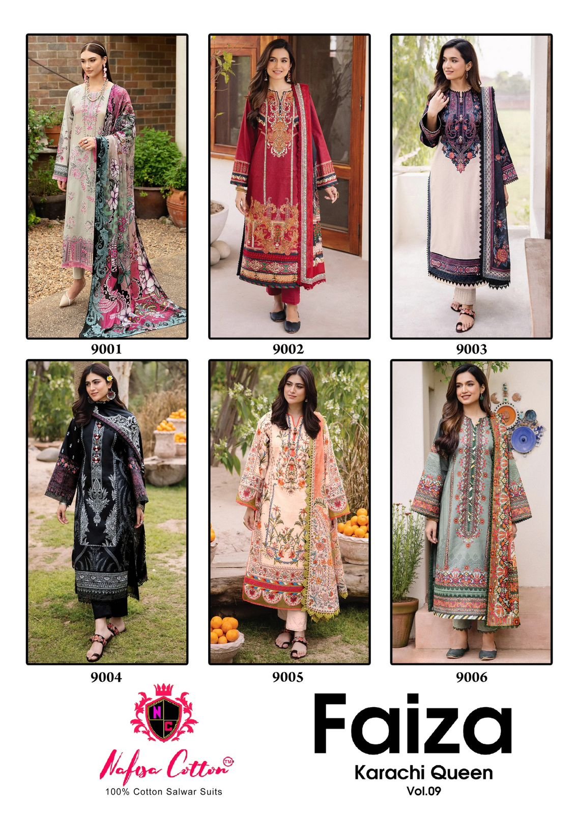 Nafisa Faiza Vol-09 Pakistani Karachi Cotton Dress Material Wholesale (14)